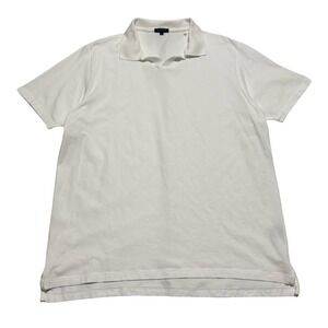 Patrick Assaraf Men's Split Collar Polo Shirt White Size XL 22 x 29.5
